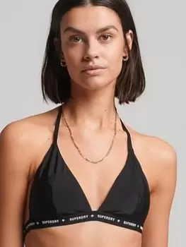 Image of Superdry Code Micro Elastic Bikini Top - Black, Size 14, Women