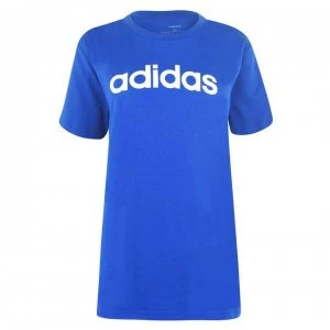 Image of adidas Womens Essentials Linear T-Shirt Loose - Blue