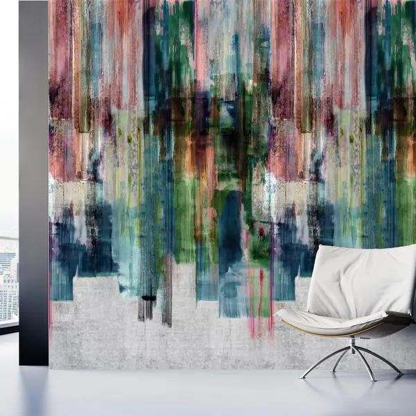 Image of Grandeco Painted Digital Stripes 3 lane repeatable mural 2.8 x 1.59m Grey