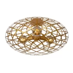 Image of Wolfram Modern Flush Ceiling Light - Ø65cm - 3xE27 - Matt Gold, Brass