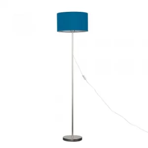Image of Charlie Brushed Chrome Floor Lamp with Large French Blue Reni Shade
