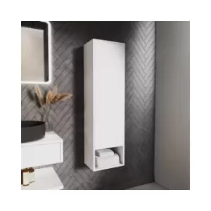 Image of White Wall Mounted Tall Bathroom Cabinet 350mm - Lugo