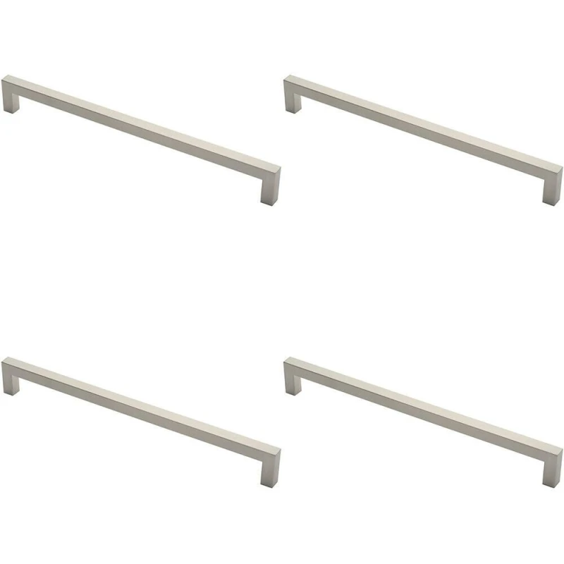 Image of Loops 4x Square Mitred Door Pull Handle 469 x 19mm 450mm Fixing Centres Satin Steel Metallics unisex