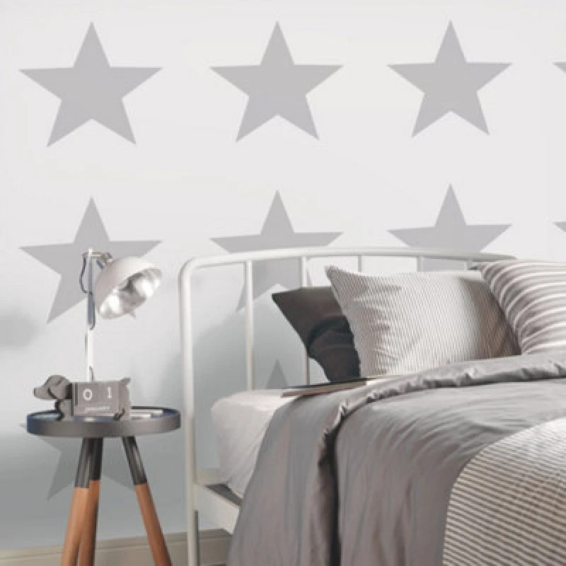 Image of Galerie Deauville 2 Taupe Beige White Big Star Smooth Wallpaper