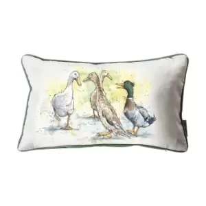 Image of Aquarelle Ducks Cushion MultiColoured