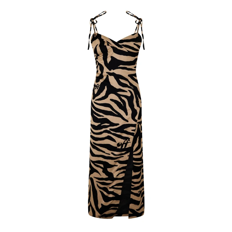 Image of Off White Womens Zebra Print Midi Dress Black Zebra female 4 (36)
