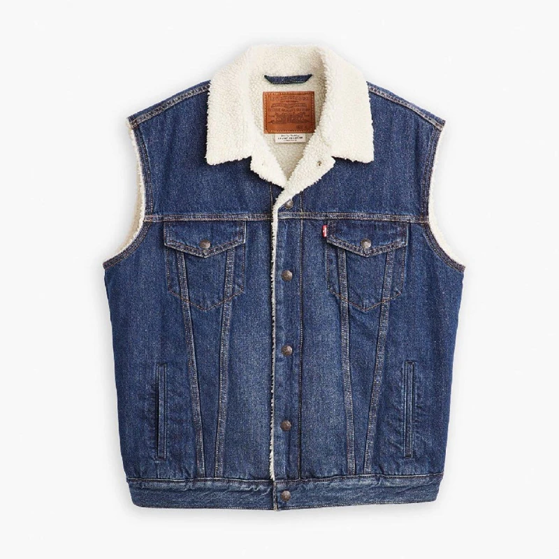 Image of Levis Mens Sleeveless Sherpa Jacket Oahe Tides Shrp male S