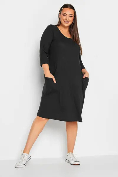 Image of Yours Pocket Dress Black