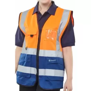 Image of Two tone executive waistcoat orange/navy lge - Hi Vis - Orange / Navy - Beeswift
