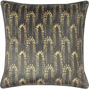 Image of Furn. - Wisteria Printed Velvet Cushion Charcoal - Charcoal