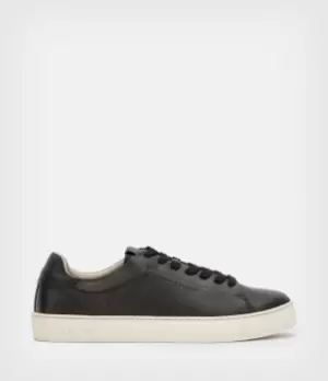 Image of AllSaints Mens Klip Leather Low Top Trainers, Black, Size: UK 7/US 8/EU 41