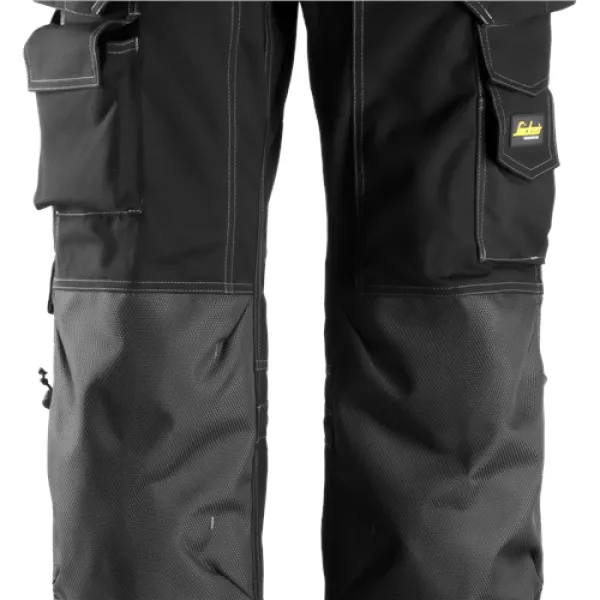 Image of Snickers Floorlayer Holster Pockets Trousers, Rip-Stop - Black - Waist 41" Inside leg 32"