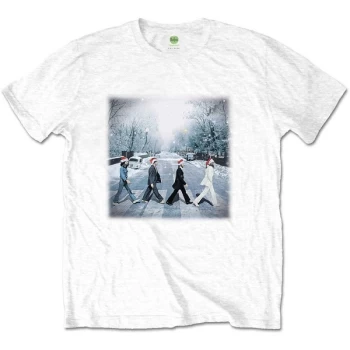 Image of The Beatles - Abbey Christmas Unisex Medium T-Shirt - White