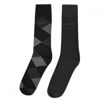 Image of Hugo Boss Block Diamond 2 Pack Socks Black