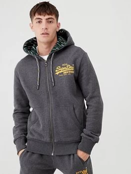 Image of Superdry 1st Zip-Up Hoodie - Graphite Size M Men