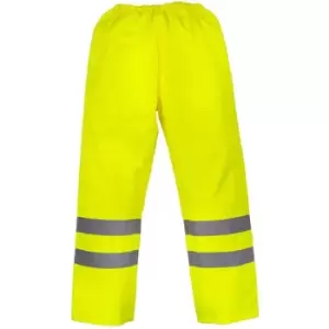 Image of Yoko Mens Hi-Vis Waterproof Contractor Over Trousers (Pack of 2) (S) (Hi-Vis Yellow) - Hi-Vis Yellow