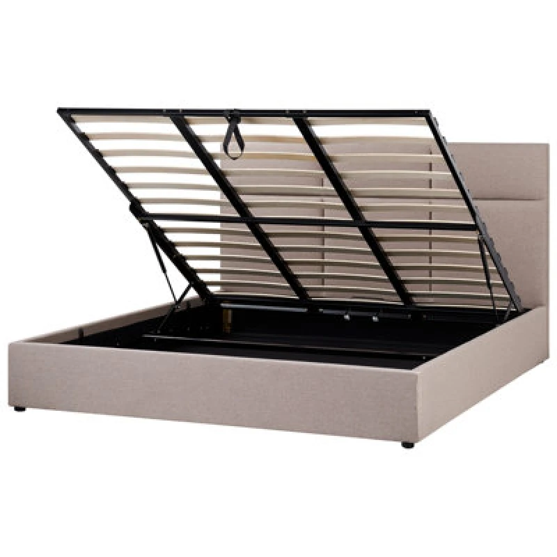 Image of Beliani Ottoman Bed Fabric Lagord 180 X 200 Cm (Eu Super King) Taupe