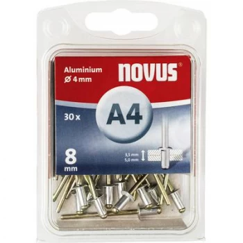 Image of Novus 045-0024 Blind rivet (Ø x L) 4mm x 8mm Aluminium Aluminium 30 pc(s)
