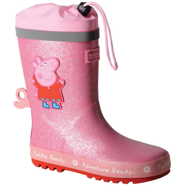 Image of Regatta Boys & Girls Peppa Pig Puddle Wellington Boots UK Size 9 (EU 28) Peppa Pink RKF706-MT1-9