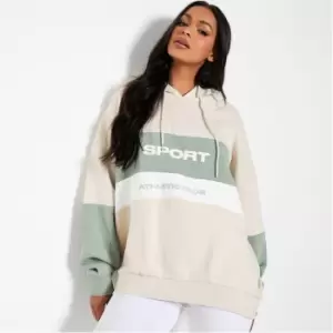 Image of I Saw It First Atheltic Sport Spliced Hoodie - Brown