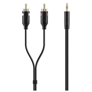 Image of Belkin RCA / Jack Audio/phono Cable [2x RCA plug (phono) - 1x Jack plug 3.5 mm] 2m Black gold plated connectors