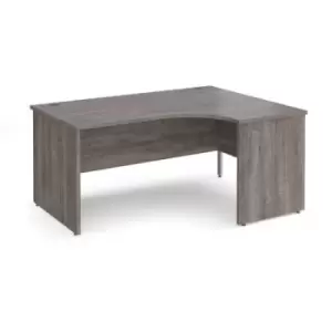Image of Maestro 25 right hand ergonomic desk 1600mm wide - grey oak top with panel end leg