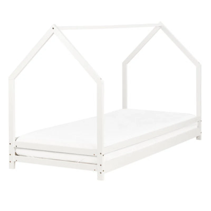 Image of Beliani Kids Bed House Pine Wood Appy 90 X 200 Cm (Eu Single) White