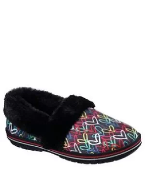 Image of Skechers James Goldcrown Too Cozy Lodge Love Slippers, Black/Multi, Size 7, Women