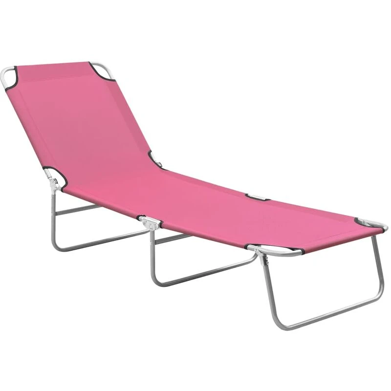 Image of VIDAXL Folding Sun Lounger Steel and Fabric Pink Vidaxl 8720286072806