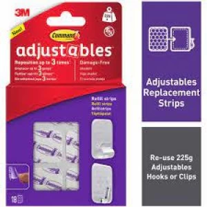 Image of Command Adjustables Hooks and Clips Replacement Adhesive Strips 18 Pack
