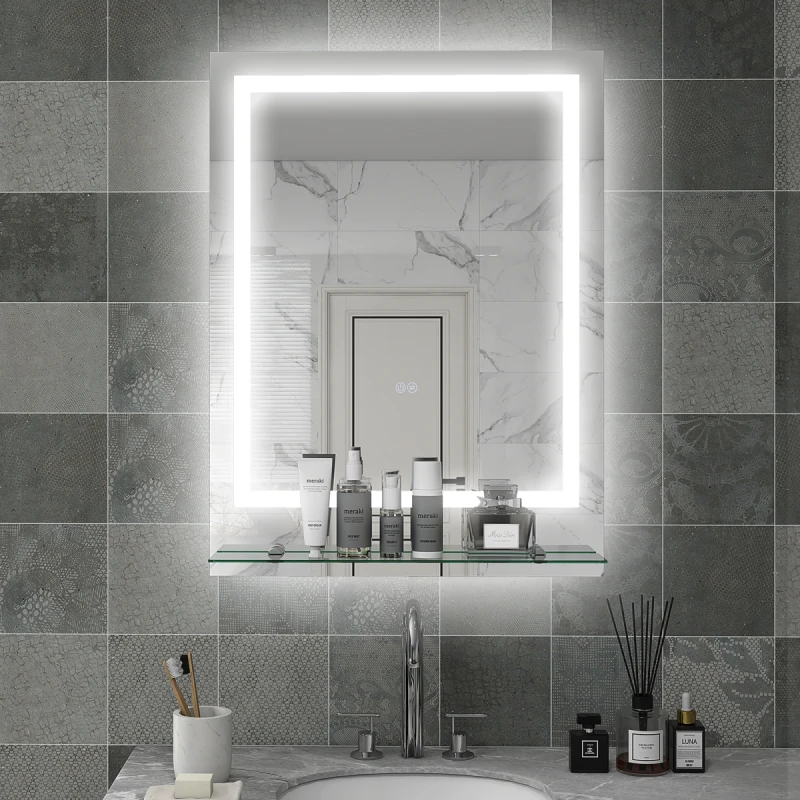 Image of kleankin Dimmable Bathroom Mirror with LED Lights - 3 Colours - Defogging Film TJ Hughes 5056725361495