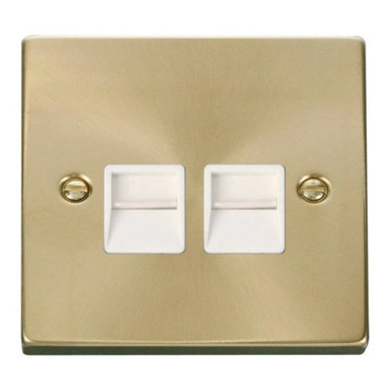 Image of SE Home Satin / Brushed Brass Master Telephone Twin Socket Gold unisex