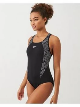 Image of Speedo Boomstar Splice Flyback Swimsuit - Black