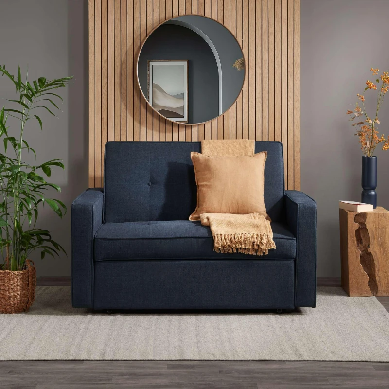 Image of Birlea Birlea Otto Fabric 2 Seater Sofa Bed - Midnight Blue