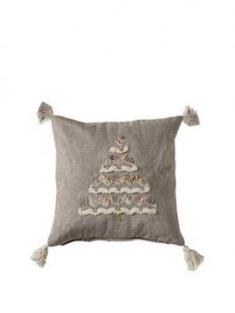 Image of Gallery Christmas Tree Tassel Cushion Natural 450X450Mm