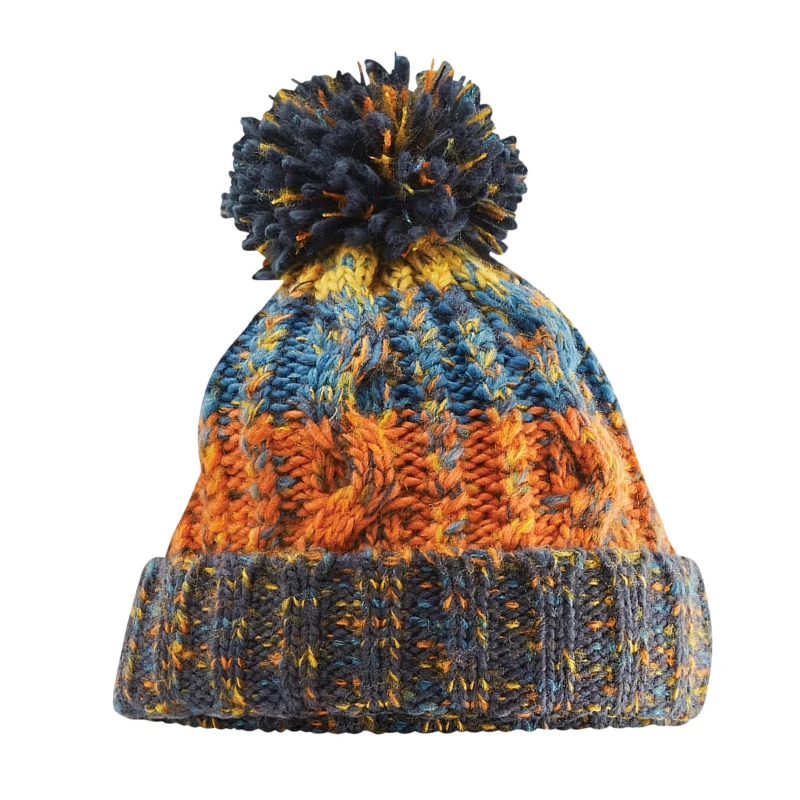 Image of Beechfield Beechfield Men Corkscrew Knitted Pom Pom Beanie Hat Multi One Size Male 5057080769179