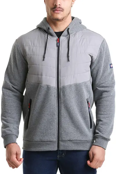 Image of Lee Cooper Workwear Quilted Hooded Sweat Jacket Grey