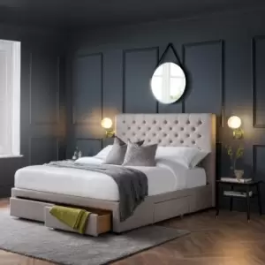 Image of Julian Bowen Wilton Deep Button 4 Drawer Bed 180Cm Grey Linen
