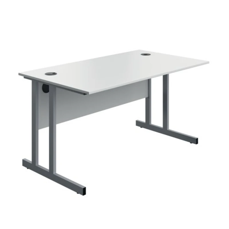 Image of Serrion Twin Upright Desk 1400x800x730mm White/Silver KF800274