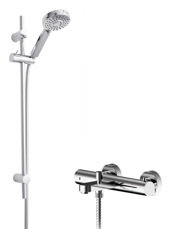 Image of Balterley WallMount Thermostatic Bath Shower Mixer Tap Slide Rail Silver unisex