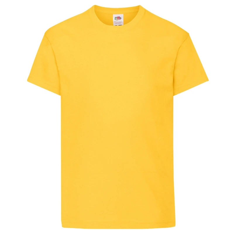 Image of Fruit of the Loom Original Short Sleeve T-Shirt in Yellow Size: 12-13 Years Yellow Unisex 12-13 Years