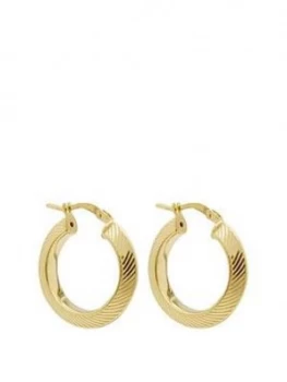 Image of Simply Silver Sterling Silver 925 12Ct Yellow Gold Diamond Triangular Cut Detail Hoops