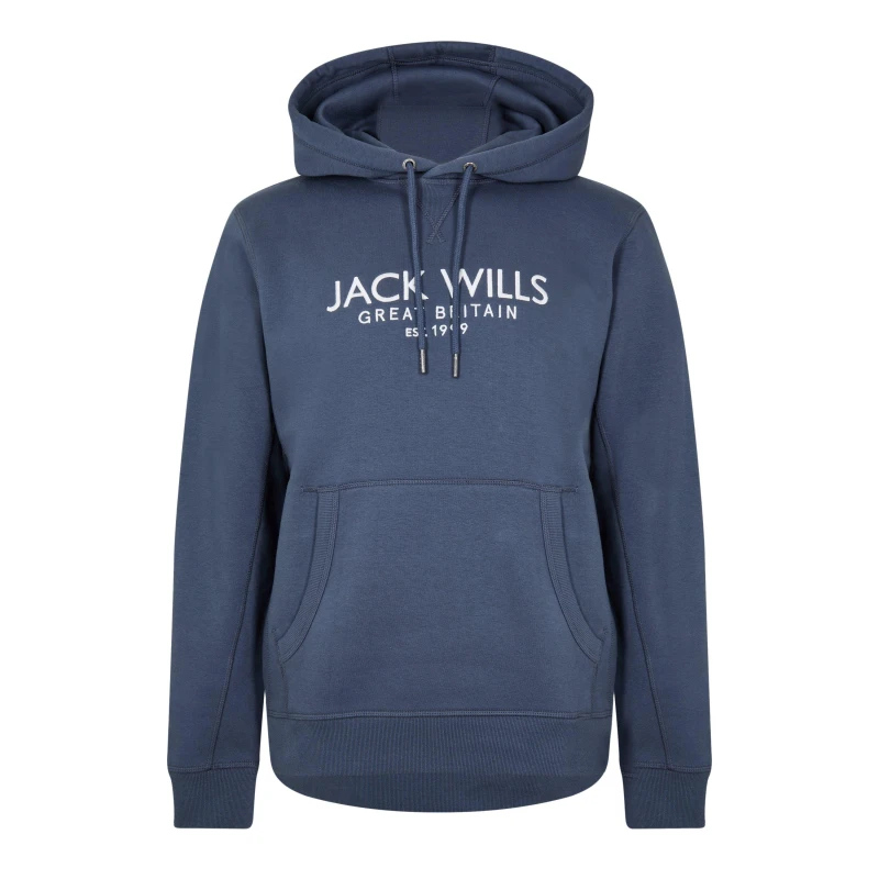 Image of Jack Wills Batsford Logo Hoodie Mens Faded Indigo male S