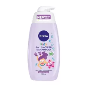 Image of Nivea Kids Sparkle Berry 2 in 1 Shower & Shampoo, 500ml