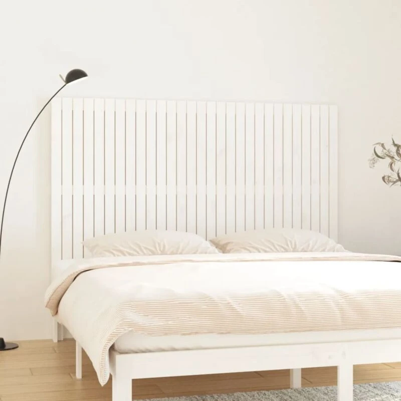 Image of Vidaxl Wall Headboard White 185X3X110 Cm Solid Wood Pine, White 824964