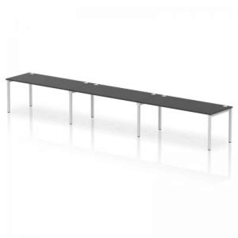 Image of Impulse Impulse Bench Single Row 3 Person 1800 Silver Frame Office Bench Desk Black IMBS318BLKS