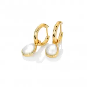 Image of 18ct Gold Plated Sterling Silver Calm Mother Of Pearl Earrings DE671