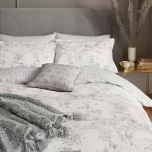 Image of Helena Springfield Emeline Double Duvet Cover Set, Oxford Grey