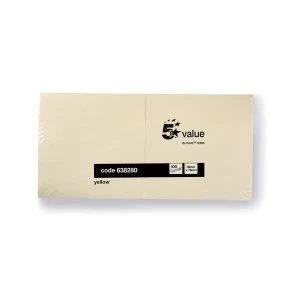 Image of 5 Star Value Repositionable Notes 75x75mm Yellow Pack 12