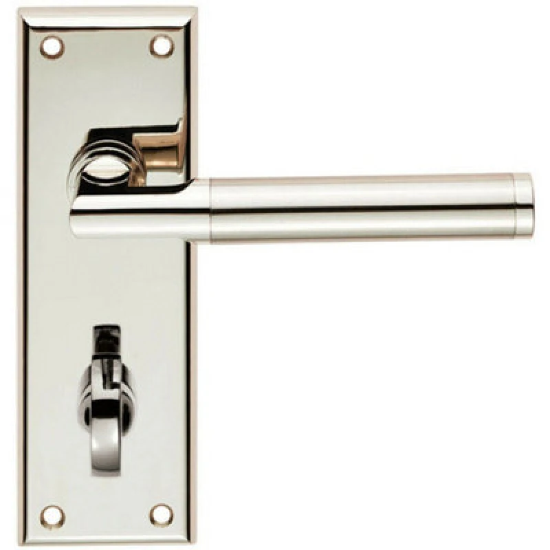 Image of Loops Round Bar Section Lever on Bathroom Backplate 150 x 50mm Polished Satin Nickel Metallics